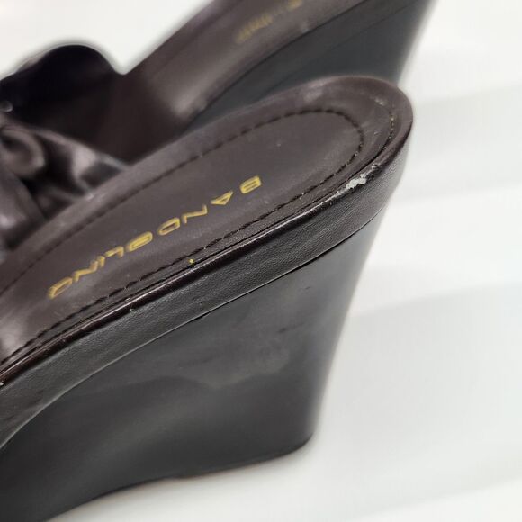 Woman's Bandolino Brown Wedge Open Toe Shoes Size 8.5M Bow Front - Picture 12 of 13